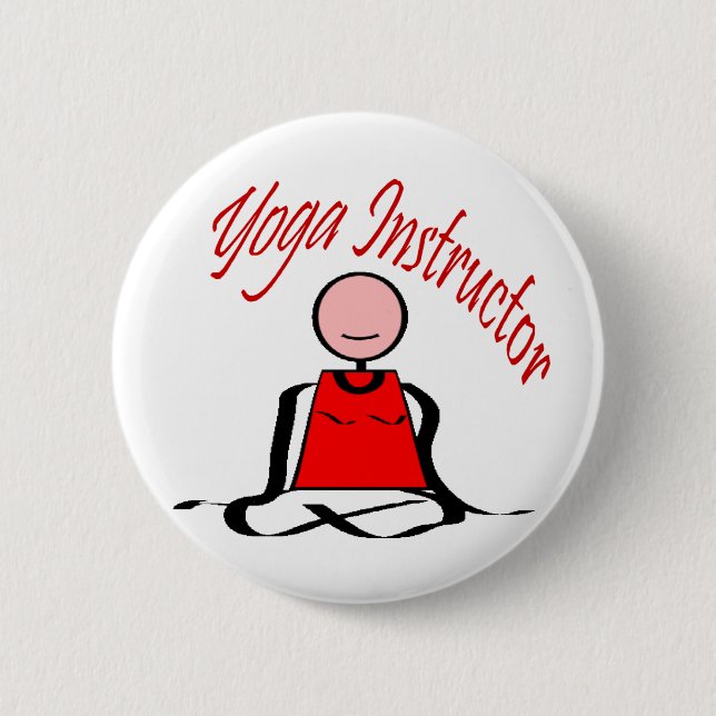 Yoga Instructor---Lotus Postion Stick Figure 2 Inch Round Button (Front)