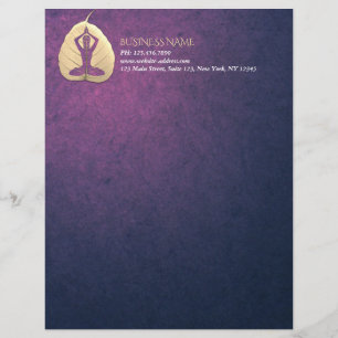 YOGA Instructor Meditation Pose Bodhi Leaf Cut Art Letterhead