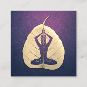 YOGA Instructor Meditation Pose Bodhi Leaf Cutting Square Business Card