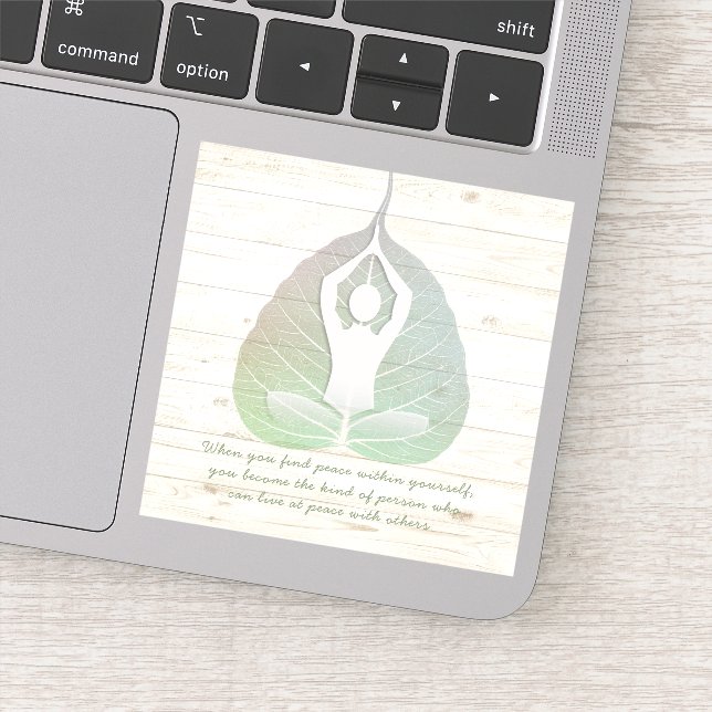 Yoga Instructor Meditation Pose Bodhi Leaf Quotes (Detail)