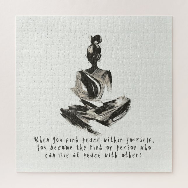Yoga Instructor Meditation Pose Brush Stroke Quote Jigsaw Puzzle (Vertical)
