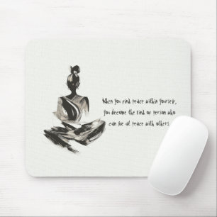 Yoga Instructor Meditation Pose Brush Stroke Quote Mouse Pad