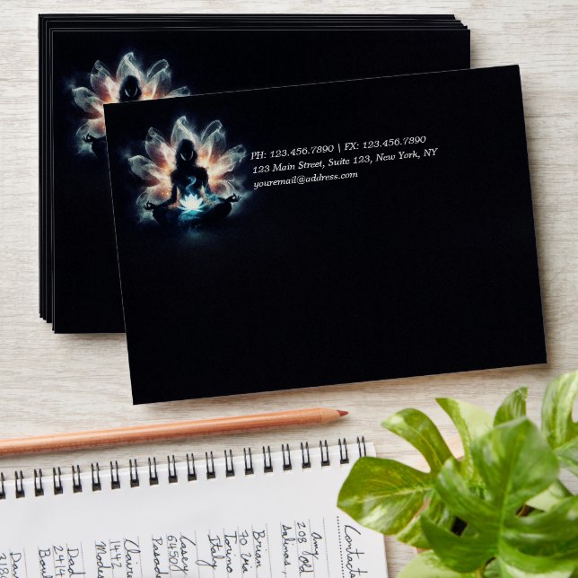 Yoga Instructor Meditation Pose Glowing Mist Lotus Envelope (Stacked)