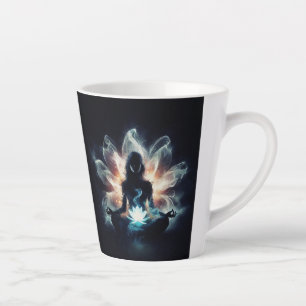 Yoga Instructor Meditation Pose Glowing Mist Lotus Latte Mug