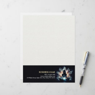 Yoga Instructor Meditation Pose Glowing Mist Lotus Letterhead