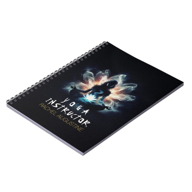 Yoga Instructor Meditation Pose Glowing Mist Lotus Notebook (Left Side)