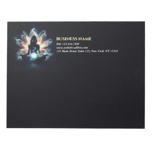 Yoga Instructor Meditation Pose Glowing Mist Lotus Notepad