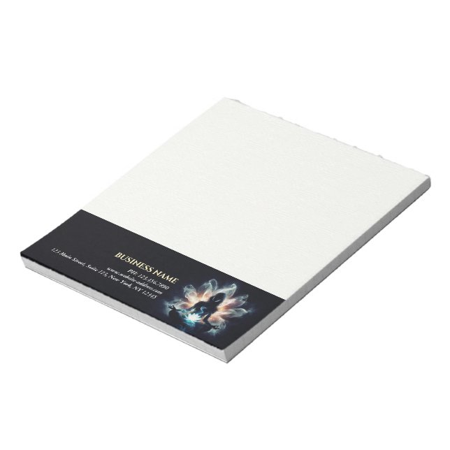 Yoga Instructor Meditation Pose Glowing Mist Lotus Notepad (Rotated)