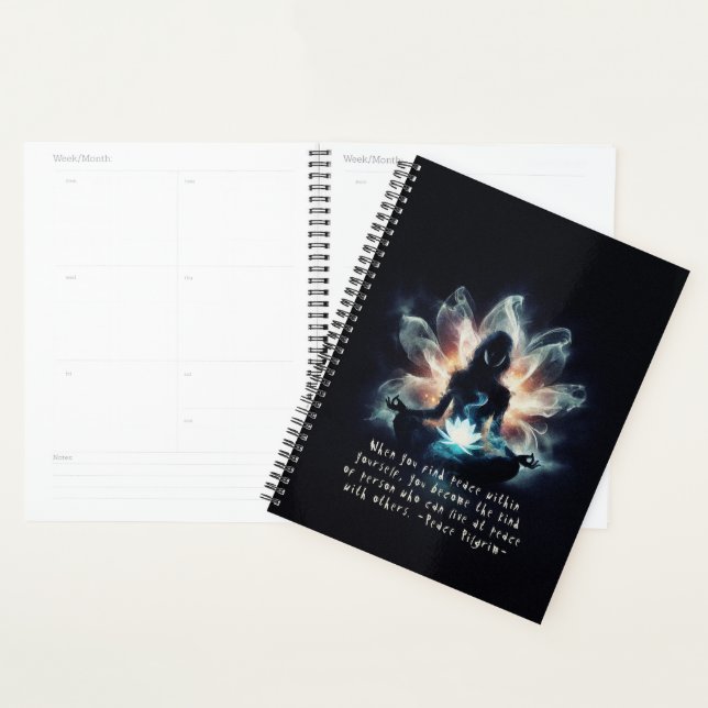 Yoga Instructor Meditation Pose Glowing Mist Lotus Planner (Display)