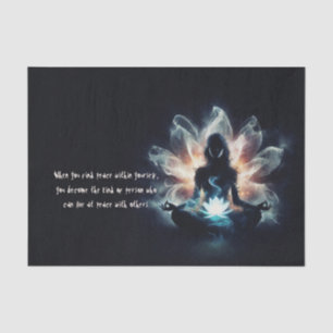 Yoga Instructor Meditation Pose Glowing Mist Lotus Tissue Paper