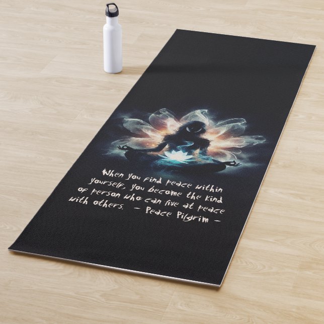 Yoga Instructor Meditation Pose Glowing Mist Lotus Yoga Mat (In Situ)