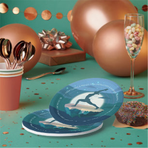 Yoga Instructor Meditation Pose Moon Flying Island Paper Plate