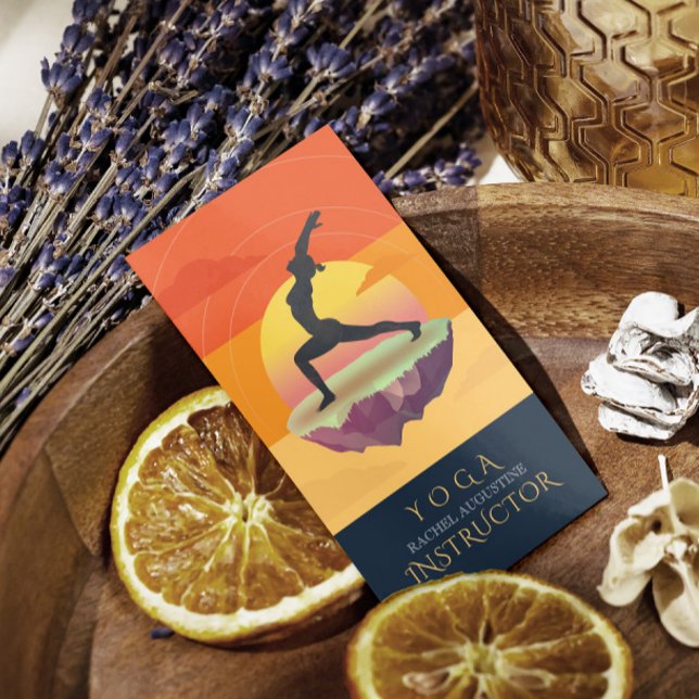 Yoga Instructor Meditation Pose Sun Flying Island Business Card (Creator Uploaded)