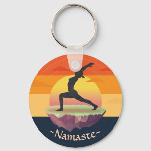 Yoga Instructor Meditation Pose Sun Flying Island Keychain