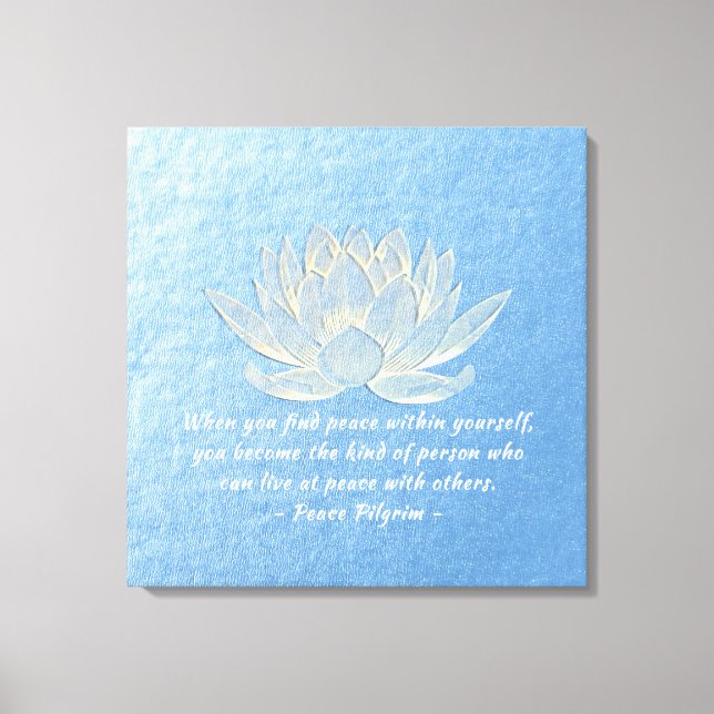 YOGA Instructor Meditation Quote Blue Gold Lotus Canvas Print (Front)