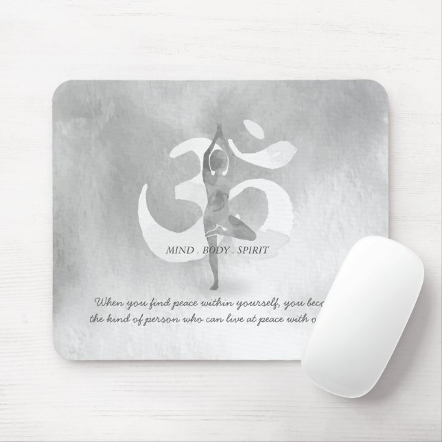 YOGA Instructor Meditation Tree Pose Om Sign Quote Mouse Pad (With Mouse)