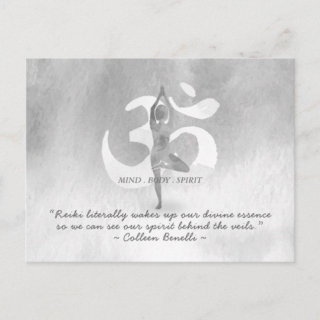 Yoga Instructor Meditation Tree Pose Om Sign Quote Postcard (Front)
