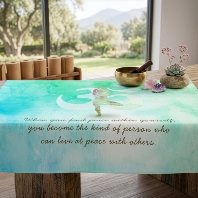 YOGA Instructor Meditation Tree Pose Om Sign Quote Tablecloth (Creator Uploaded)
