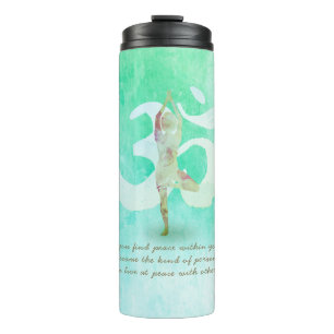 YOGA Instructor Meditation Tree Pose Om Sign Quote Thermal Tumbler
