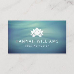 Yoga Instructor Modern Lotus Blue Business Card