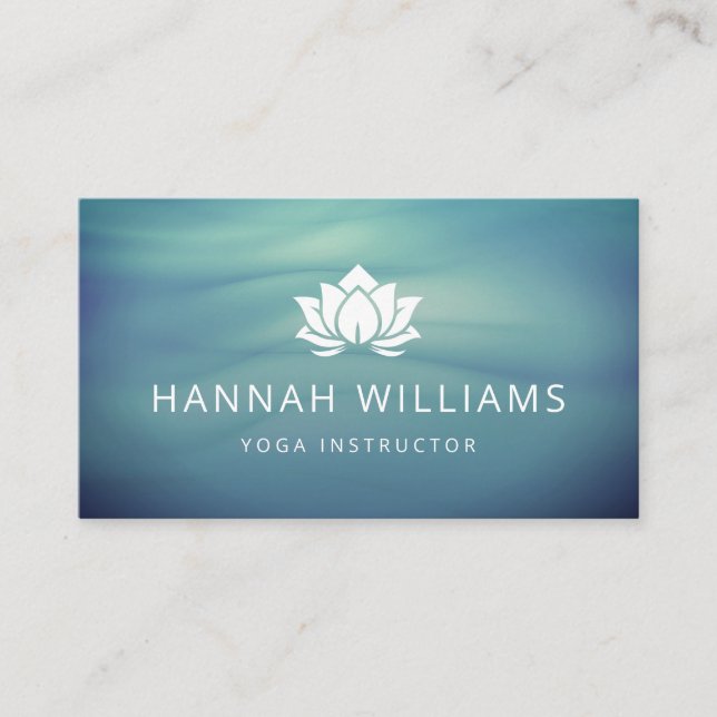 Yoga Instructor Modern Lotus  Blue Business Card (Front)
