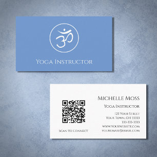 Yoga Instructor Om Symbol Simple Blue Business Card