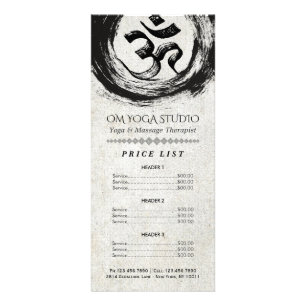YOGA Instructor Price List Calligraphy OM ZEN Sign Rack Card