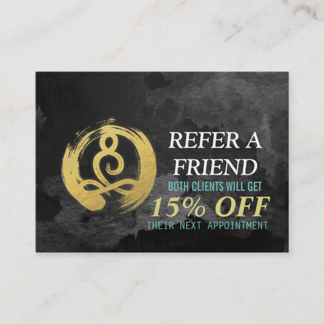 YOGA Instructor Referral Card Meditation Pose Zen (Front)