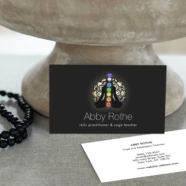 Yoga Instructor , Reiki Practitioner Chakras Lotus Business Card (Creator Uploaded)