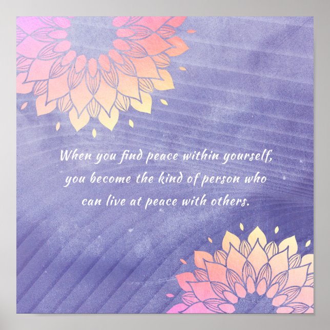 Yoga Instructor Rose Gold Mandala Quotes Poster (Front)