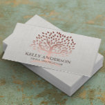 Yoga Instructor Rose Gold Tree Elegant Linen Business Card<br><div class="desc">Yoga Instructor Rose Gold Tree Elegant Linen Business Cards.</div>