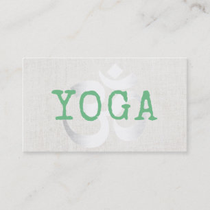 Yoga Instructor Silver Om Sign Elegant Linen Business Card