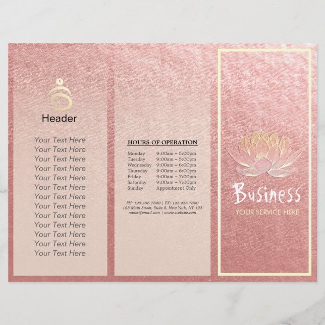 Yoga Instructor Studio Brochure Tri-Fold Lotus (Devant)