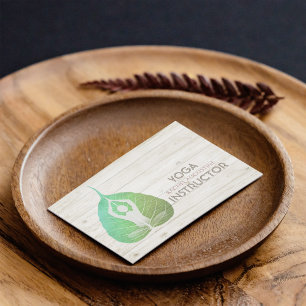 Yoga Instructor Studio Meditation Pose Bodhi Leaf Business Card