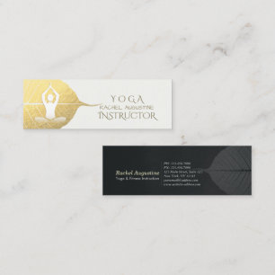 Yoga Instructor Studio Meditation Pose Bodhi Leaf Mini Business Card