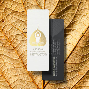 Yoga Instructor Studio Meditation Pose Bodhi Leaf Mini Business Card