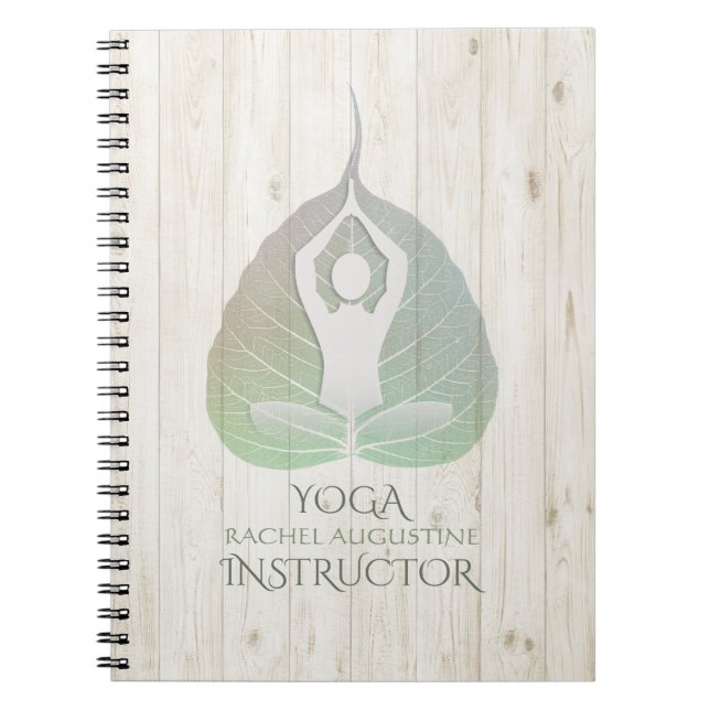 Yoga Instructor Studio Meditation Pose Bodhi Leaf Notebook (Front)