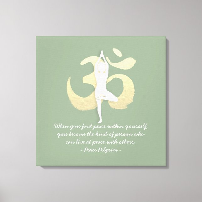 Yoga Instructor Studio Quotes Tree Pose OM Symbol Canvas Print (Front)