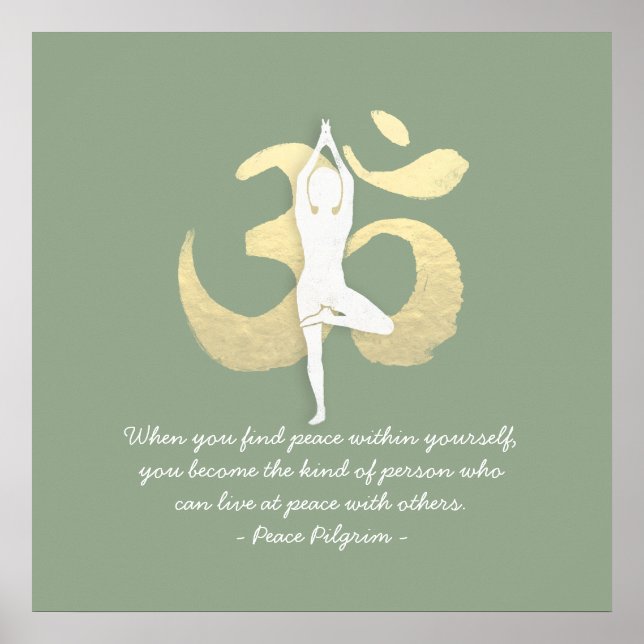 Yoga Instructor Studio Quotes Tree Pose OM Symbol Poster (Front)