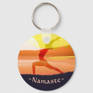 Yoga Instructor Sun Salutation Crescent Moon Pose Keychain