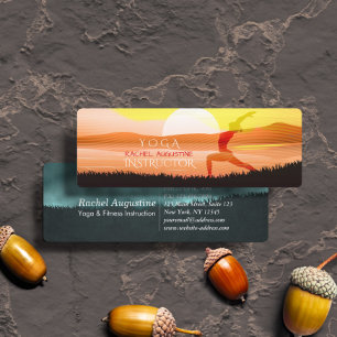 Yoga Instructor Sun Salutation Crescent Moon Pose  Mini Business Card