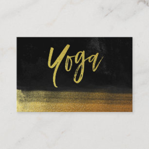 *~* Yoga Instructor Teacher Black Gold Modern Business Card