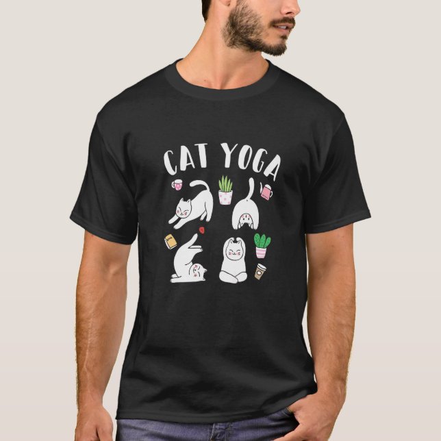 Yoga Instructor Teacher Cat Cat Yoga   T-Shirt (Front)