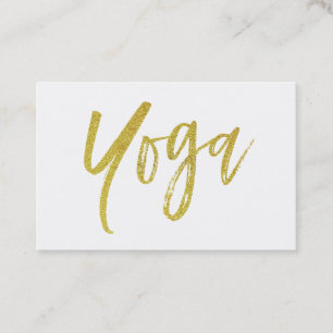*~* Yoga Instructor Teacher Modern White Gold Business Card