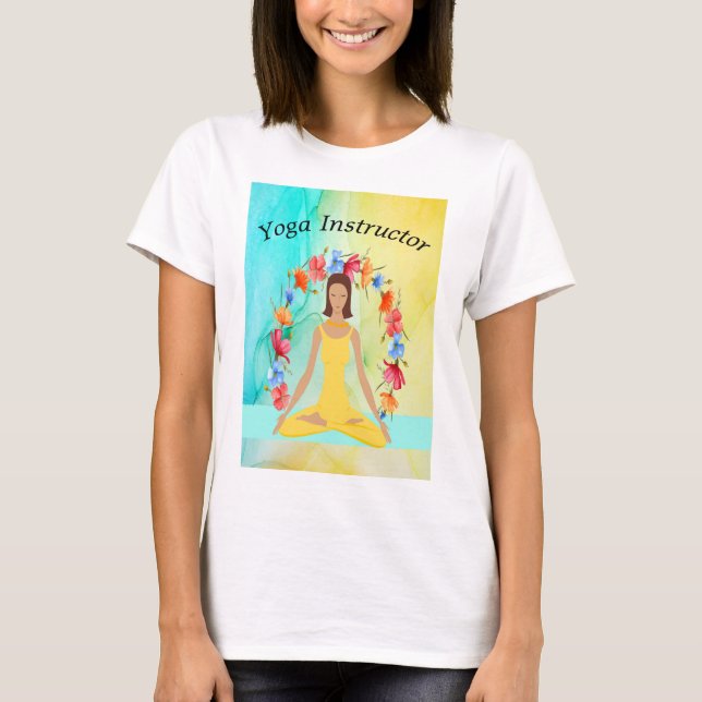 Yoga Instructor Tee Shirt Yellow Design (Front)