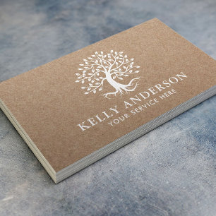 Yoga Instructor Tree of Life Rustic Kraft Business Card