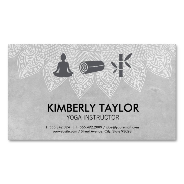 Yoga Instructor Tribal Pattern Meditation Magnetic Business Card (Front)