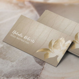 Yoga Instructor Vintage Gold Lotus Zen Flower Business Card