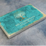 Yoga Instructor Vintage Turquoise Gold Tree Business Card<br><div class="desc">Yoga Instructor Vintage Turquoise Gold Tree Business Cards.</div>