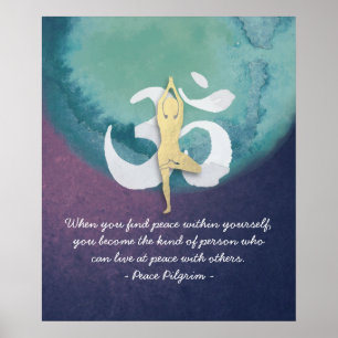 Yoga Instructor Watercolor Meditation Pose OM Sign